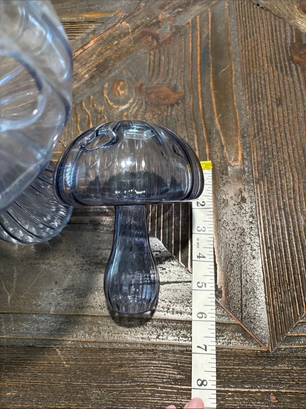 Smoky Gray Glass Mushroom Accent Set - Home Accents